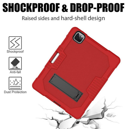 For iPad Pro 12.9 inch (2018/2020) Contrast Color Robot Shockproof Silicone + PC Protective Tablet Case with Holder(Red Black)-garmade.com