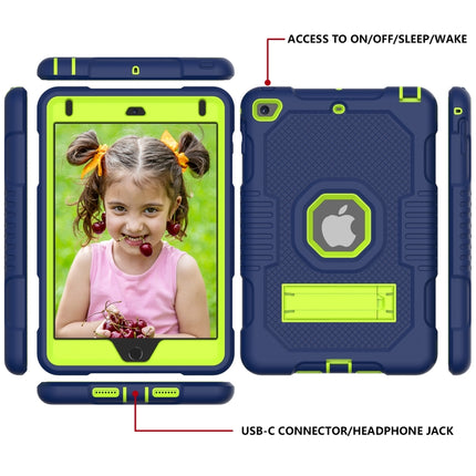 Contrast Color Robot Shockproof Silicone + PC Protective Case with Holder For iPad mini 5 & 4(Navy Blue Yellow Green)-garmade.com
