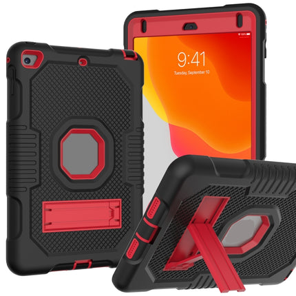 Contrast Color Robot Shockproof Silicone + PC Protective Case with Holder For iPad mini 5 & 4(Black Red)-garmade.com