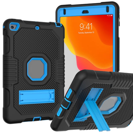 Contrast Color Robot Shockproof Silicone + PC Protective Case with Holder For iPad mini 5 & 4(Black Blue)-garmade.com