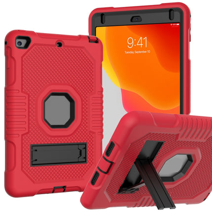 Contrast Color Robot Shockproof Silicone + PC Protective Case with Holder For iPad mini 5 & 4(Red Black)-garmade.com