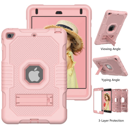 Contrast Color Robot Shockproof Silicone + PC Protective Case with Holder For iPad mini 5 & 4(Rose Gold)-garmade.com