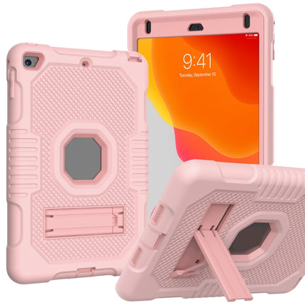 Contrast Color Robot Shockproof Silicone + PC Protective Case with Holder For iPad mini 5 & 4(Rose Gold)-garmade.com