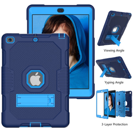 Contrast Color Robot Shockproof Silicone + PC Protective Case with Holder For iPad 9.7 (2017/2018)(Navy Blue)-garmade.com