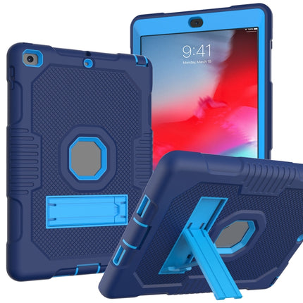 Contrast Color Robot Shockproof Silicone + PC Protective Case with Holder For iPad 9.7 (2017/2018)(Navy Blue)-garmade.com