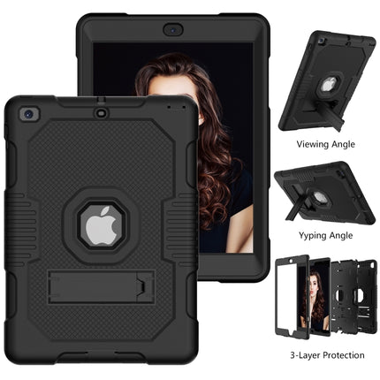 Contrast Color Robot Shockproof Silicone + PC Protective Case with Holder For iPad 9.7 (2017/2018)(Black)-garmade.com