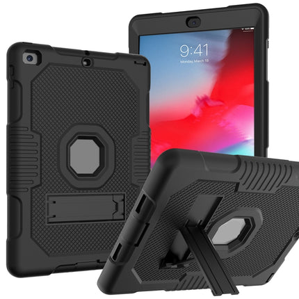 Contrast Color Robot Shockproof Silicone + PC Protective Case with Holder For iPad 9.7 (2017/2018)(Black)-garmade.com