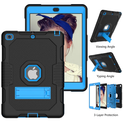 Contrast Color Robot Shockproof Silicone + PC Protective Case with Holder For iPad 9.7 (2017/2018)(Black Blue)-garmade.com