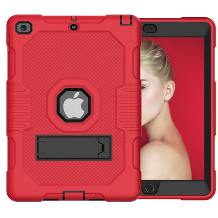 Contrast Color Robot Shockproof Silicone + PC Protective Case with Holder For iPad 9.7 (2017/2018)(Red Black)-garmade.com
