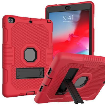 Contrast Color Robot Shockproof Silicone + PC Protective Case with Holder For iPad 9.7 (2017/2018)(Red Black)-garmade.com