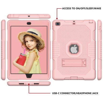Contrast Color Robot Shockproof Silicone + PC Protective Case with Holder For iPad 9.7 (2017/2018)(Rose Gold)-garmade.com