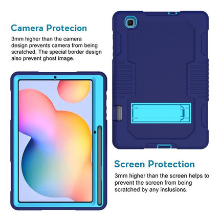 Contrast Color Robot Shockproof Silicone + PC Protective Case with Holder For Samsung Galaxy Tab S6 Lite P610(Navy Blue)-garmade.com