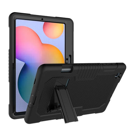 Contrast Color Robot Shockproof Silicone + PC Protective Case with Holder For Samsung Galaxy Tab S6 Lite P610(Black)-garmade.com