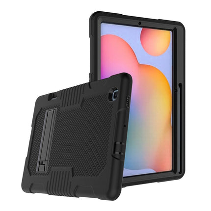 Contrast Color Robot Shockproof Silicone + PC Protective Case with Holder For Samsung Galaxy Tab S6 Lite P610(Black)-garmade.com