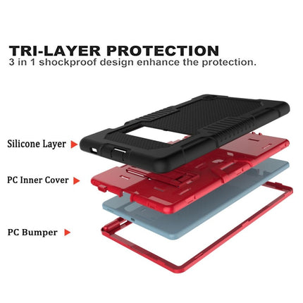 Contrast Color Robot Shockproof Silicone + PC Protective Case with Holder For Samsung Galaxy Tab S6 Lite P610(Black Red)-garmade.com