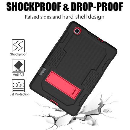Contrast Color Robot Shockproof Silicone + PC Protective Case with Holder For Samsung Galaxy Tab S6 Lite P610(Black Red)-garmade.com