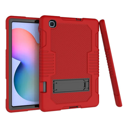 Contrast Color Robot Shockproof Silicone + PC Protective Case with Holder For Samsung Galaxy Tab S6 Lite P610(Red Black)-garmade.com