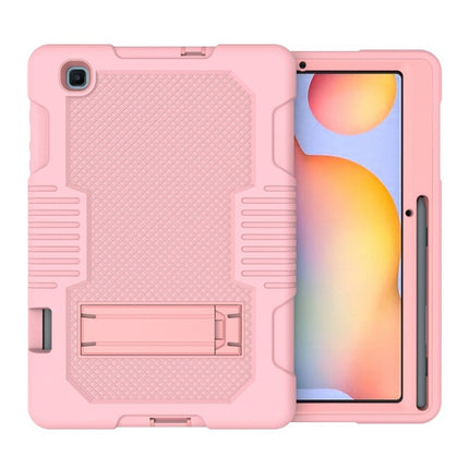 Contrast Color Robot Shockproof Silicone + PC Protective Case with Holder For Samsung Galaxy Tab S6 Lite P610(Rose Gold)-garmade.com