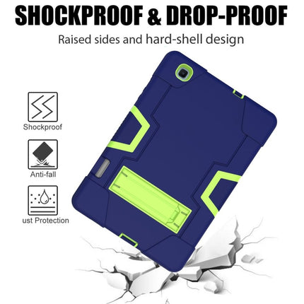For Samsung Galaxy Tab S6 Lite P610 Contrast Color Robot Shockproof Silicon + PC Protective Case with Holder(Navy Blue + Yellow-green)-garmade.com