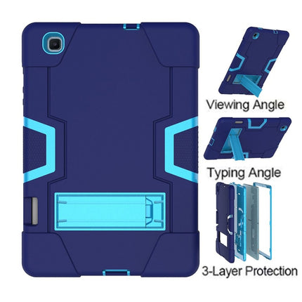 For Samsung Galaxy Tab S6 Lite P610 Contrast Color Robot Shockproof Silicon + PC Protective Case with Holder(Navy Blue + Blue)-garmade.com