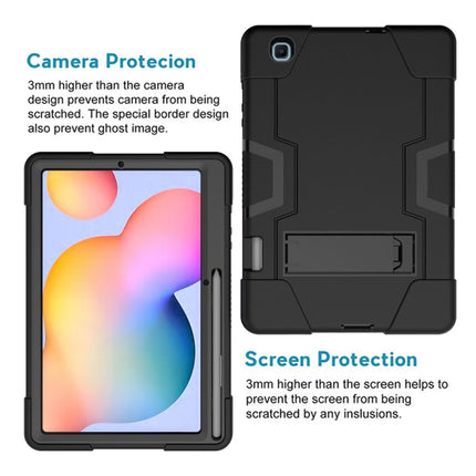 For Samsung Galaxy Tab S6 Lite P610 Contrast Color Robot Shockproof Silicon + PC Protective Case with Holder(Black)-garmade.com