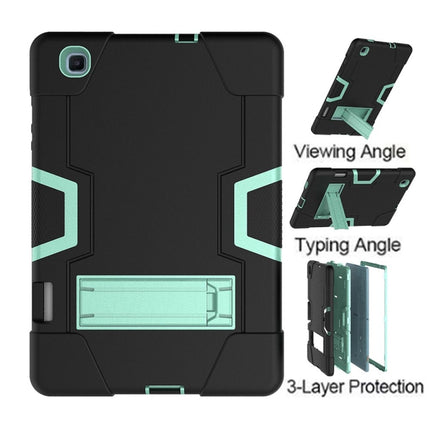 For Samsung Galaxy Tab S6 Lite P610 Contrast Color Robot Shockproof Silicon + PC Protective Case with Holder(Black + Mint Green)-garmade.com