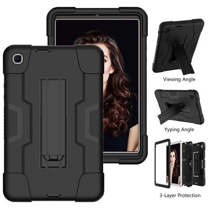For Samsung Galaxy Tab A 8.4 (2020) T307 Contrast Color Robot Shockproof Silicon + PC Protective Case with Holder(Black)-garmade.com