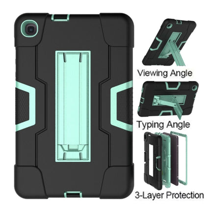 For Samsung Galaxy Tab A 8.4 (2020) T307 Contrast Color Robot Shockproof Silicon + PC Protective Case with Holder(Black + Mint Green)-garmade.com