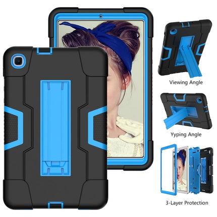 For Samsung Galaxy Tab A 8.4 (2020) T307 Contrast Color Robot Shockproof Silicon + PC Protective Case with Holder(Black + Blue)-garmade.com