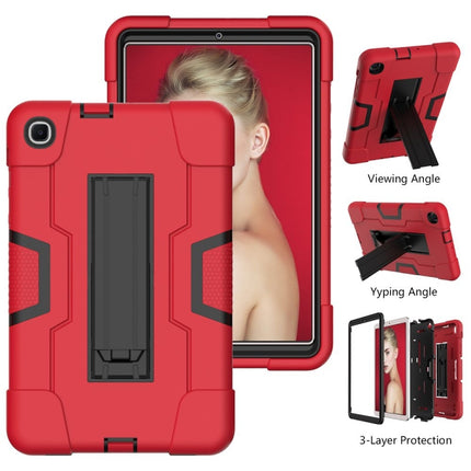For Samsung Galaxy Tab A 8.4 (2020) T307 Contrast Color Robot Shockproof Silicon + PC Protective Case with Holder(Red + Black)-garmade.com