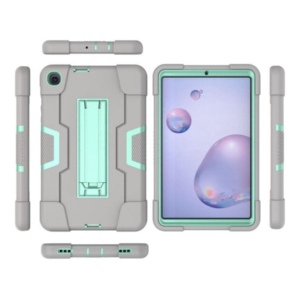 For Samsung Galaxy Tab A 8.4 (2020) T307 Contrast Color Robot Shockproof Silicon + PC Protective Case with Holder(Grey + Mint Green)-garmade.com