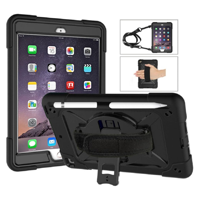 Contrast Color Silicone + PC Combination Case with Holder For iPad mini 3(Black)-garmade.com