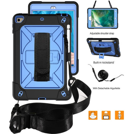 Contrast Color Silicone + PC Combination Case with Holder For iPad mini 3(Black + Blue)-garmade.com