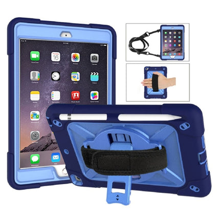 Contrast Color Silicone + PC Combination Case with Holder For iPad mini 3(Navy Blue + Blue)-garmade.com