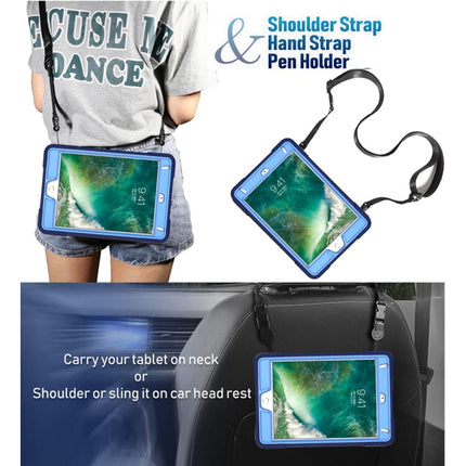 Contrast Color Silicone + PC Combination Case with Holder For iPad mini 3(Navy Blue + Blue)-garmade.com