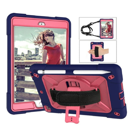 Contrast Color Silicone + PC Combination Case with Holder For iPad mini 3(Navy Blue + Rose Red)-garmade.com