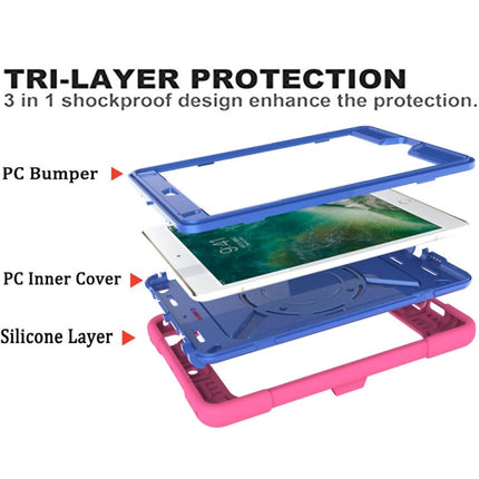 Contrast Color Silicone + PC Combination Case with Holder For iPad mini 3(Rose Red + Blue)-garmade.com