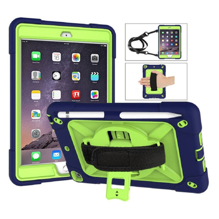 Contrast Color Silicone + PC Combination Case with Holder For iPad mini 3(Navy Blue + Yellow-green)-garmade.com