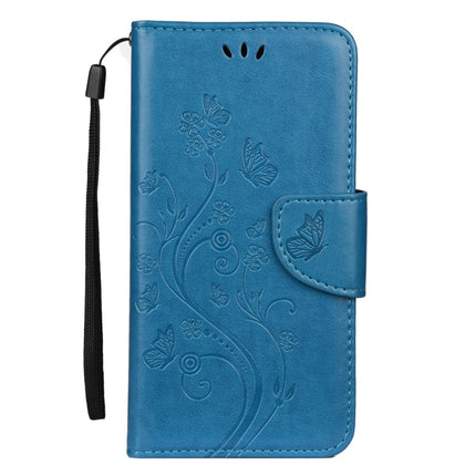 For iPhone 11 Pro Max Butterfly Flower Pattern Horizontal Flip Leather Case with Holder & Card Slots & Wallet(Blue)-garmade.com