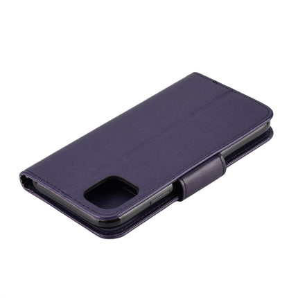 For iPhone 11 Pro Max Butterfly Flower Pattern Horizontal Flip Leather Case with Holder & Card Slots & Wallet(Deep Purple)-garmade.com