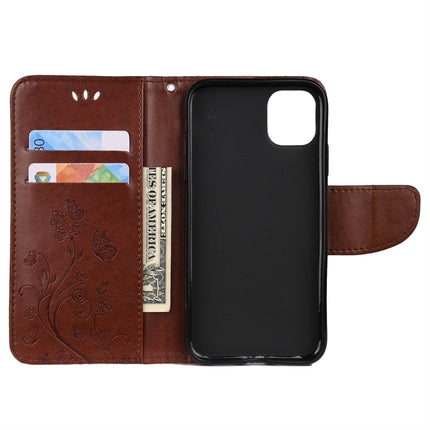 For iPhone 11 Pro Max Butterfly Flower Pattern Horizontal Flip Leather Case with Holder & Card Slots & Wallet(Brown)-garmade.com