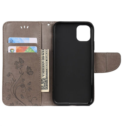 For iPhone 11 Pro Max Butterfly Flower Pattern Horizontal Flip Leather Case with Holder & Card Slots & Wallet(Grey)-garmade.com