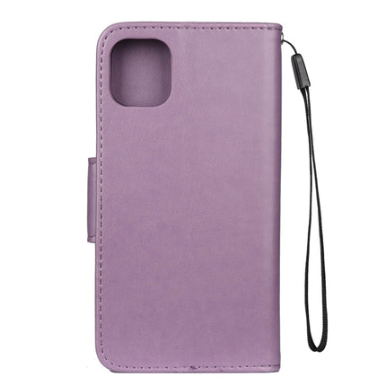 For iPhone 11 Pro Max Butterfly Flower Pattern Horizontal Flip Leather Case with Holder & Card Slots & Wallet(Light Purple)-garmade.com