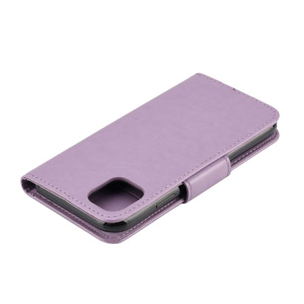 For iPhone 11 Pro Max Butterfly Flower Pattern Horizontal Flip Leather Case with Holder & Card Slots & Wallet(Light Purple)-garmade.com