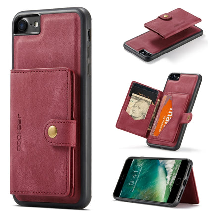 JEEHOOD Retro Magnetic Detachable Protective Case with Wallet & Card Slot & Holder For iPhone SE 2020 & 8 & 7(Red)-garmade.com
