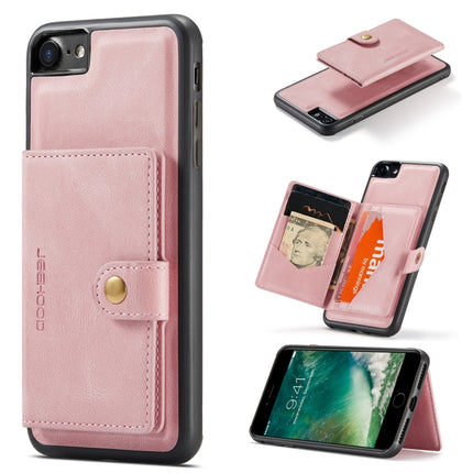 JEEHOOD Retro Magnetic Detachable Protective Case with Wallet & Card Slot & Holder For iPhone SE 2020 & 8 & 7(Pink)-garmade.com