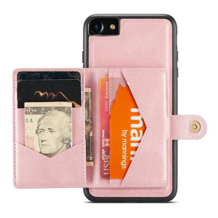 JEEHOOD Retro Magnetic Detachable Protective Case with Wallet & Card Slot & Holder For iPhone SE 2020 & 8 & 7(Pink)-garmade.com