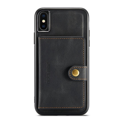 JEEHOOD Retro Magnetic Detachable Protective Case with Wallet & Card Slot & Holder For iPhone X / XS(Black)-garmade.com