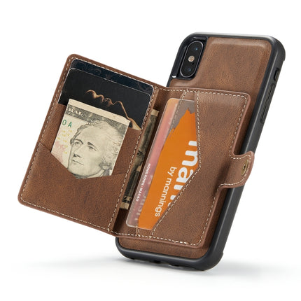 JEEHOOD Retro Magnetic Detachable Protective Case with Wallet & Card Slot & Holder For iPhone X / XS(Brown)-garmade.com