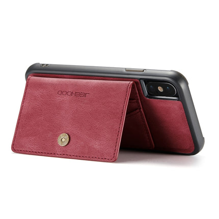 JEEHOOD Retro Magnetic Detachable Protective Case with Wallet & Card Slot & Holder For iPhone X / XS(Red)-garmade.com